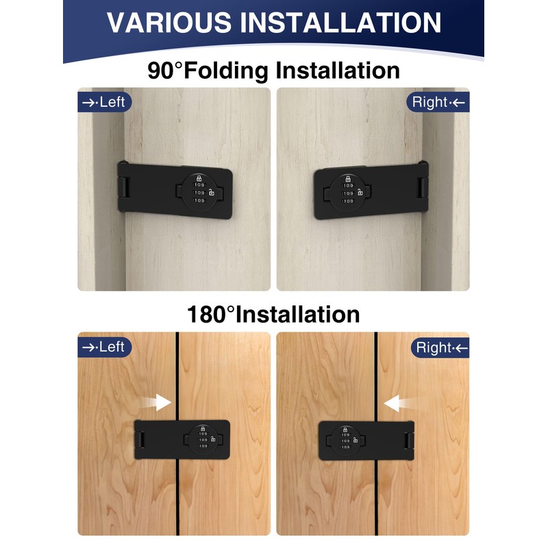 I-EASYDWW Keyless Cabinet Combination Lock, 3-Digit Password Twist Knob Hasp