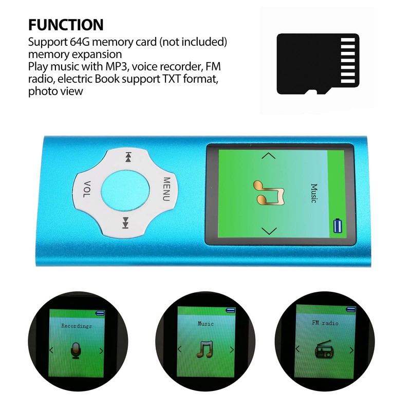 MP3 Player with FM Radio and Voice Recording, 1.8 Inch