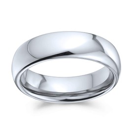 Bling Jewelry Plain Simple Dome Couples Titanium Wedding Band Rings For Men For Women Polished Silver Tone Comfort Fit 6MM