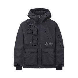 Niepce Inc Techwear Zip Up Windbreaker Jackets for Men (Black8, X-Large)