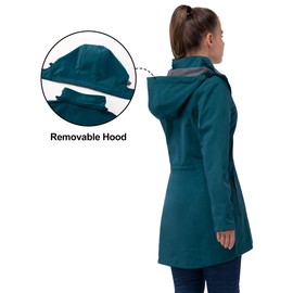 33,000ft Women's Waterproof Softshell Long Rain Jacket with Hood Fleece Lined Windproof Windbreaker