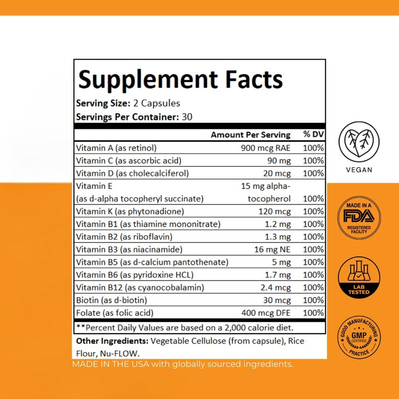 PurePath Non-Toxic Adult Multivitamin - 13 Vitamins - 100% RDA