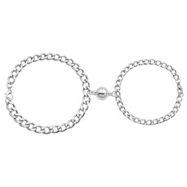2pcs Magnetic Couple Bracelet Cuban Chain Bracelet,Mutual Attraction Magnet Matching Bracelets Peach Heart Bracelet Pinky Promise Couples Bracelet Set for His Her Couples BFF Friendship Jewelry (Ball)
