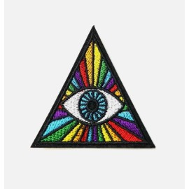 Unbranded Rainbow Triangle Evil Eye - Illuminati - Embroidered Iron-On Patch