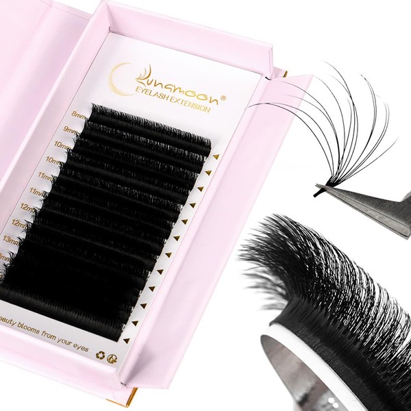 Lunamoon Easy Fan Lashes, Self-Fanning Eyelashes, 2D-20D Volume Eyelashes for