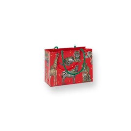 Caspari Wild Christmas Red Small Gift Bag - 2 Bags
