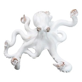 Ebros Gift Nautical Marine Antique White Giant Octopus Multi Point Tentacles Wall Hooks