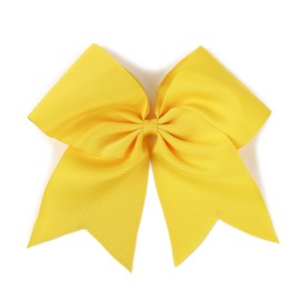 AMYDECOR 7 Inch Jumbo Solid Color Bows with Alligator Hair Clips For Girls and Women (Yellow)