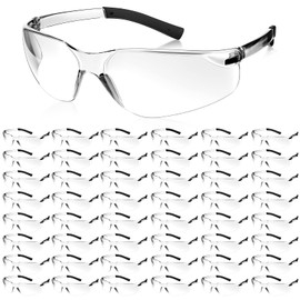 Queekay 50 Pcs Safety Glasses Impact UV Scratch Glasses Bulk Eye Protection for Men Working Lab Construction Science(Clear, Light Gray)