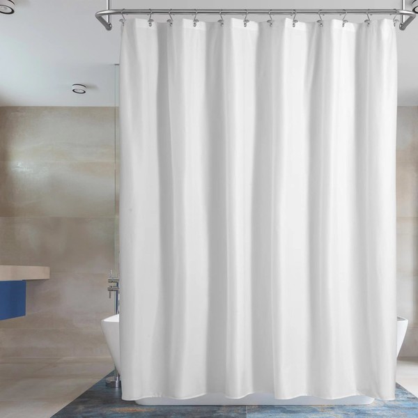 Barossa Design Waterproof Fabric Shower Curtain or Liner Microfiber - Soft Cloth & Hotel Quality, Machine Washable White Shower Curtain Liner for Bath Tub, 72x72 Inches