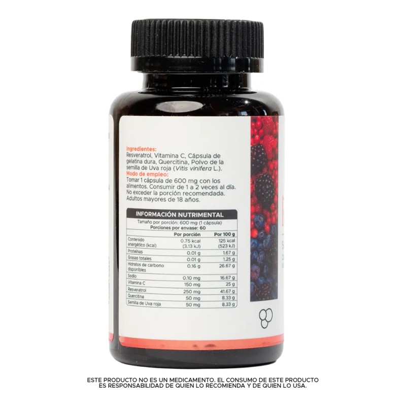 Resveratrol Pacalli Con Semilla De Uva Roja 60 Caps Sin