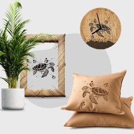 Turtle Stencils Reusable – 10x10 Inch DIY Sea Turtle, Tribal Turtle, and Shell Stencil for Painting, Home Decor, Crafts, and Wood Signs