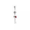 Luxe Modz Belly Navel Dangle Ring Key with Red Rose
