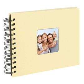 goldbuch Living 20095 Spiral Album, Memory Album with Picture Cut-Out Cover, Photo Album with 50 Black Pages, Photo Album for Gluing, Photo Book in Linen Look, 24 x 17 cm, Beige
