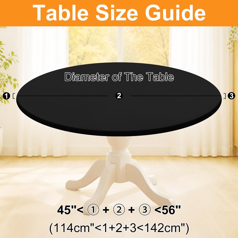 Spotjoy Round Spandex Tablecloth with Elastic Fit for 45"-56" Tables