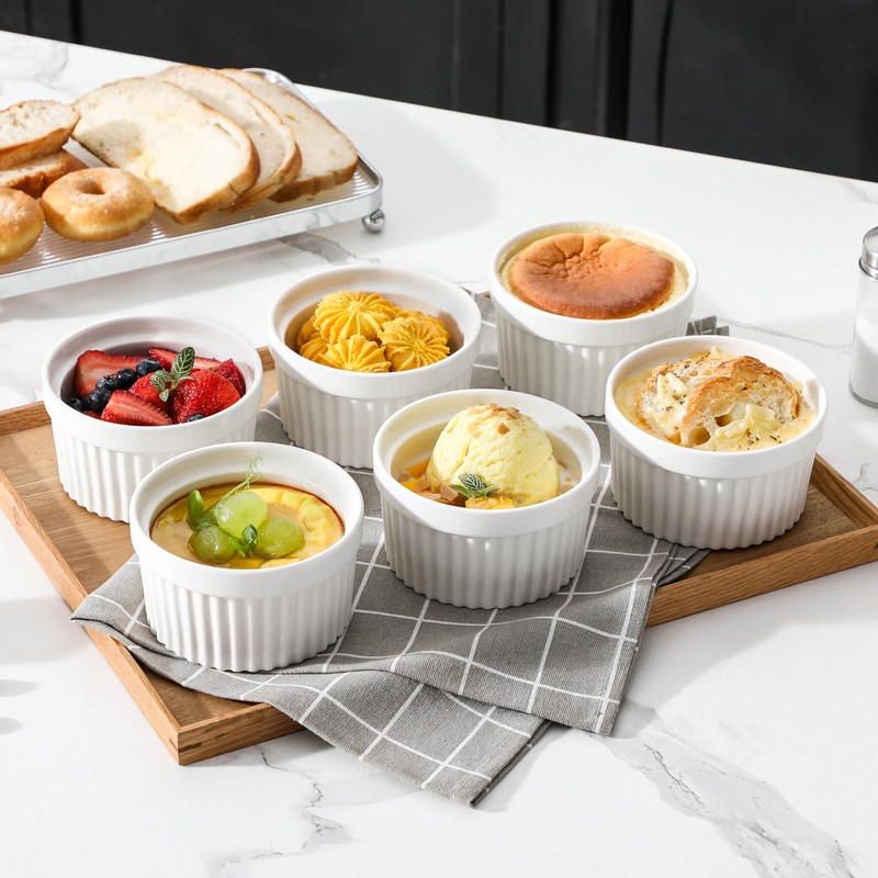 MALACASA Ramekins 12 oz Oven Safe, Porcelain Creme Brulee Ramekins