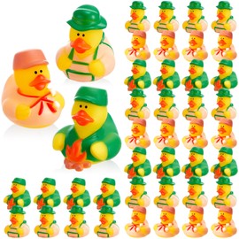 DEEKIN 48 Pcs Camping Rubber Ducks 2 Inch Camp Party Favors Adventure Travel Birthday Gifts Yellow Present Ducks Family Trip Campfire Decoration