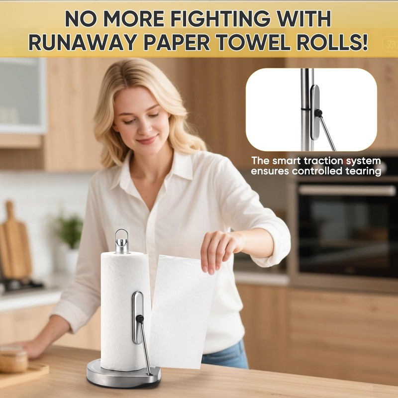 Paper Towel Holder with Spray Bottle for Kitchen Decor and