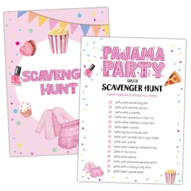 Slumber Party Games, Scavenger Hunt Sleepover Games for Adults, 30 Pajama Party Game Cards (5" X 7"), Women Sleepover Birthday Party Favors Decorations and Supplies -04
