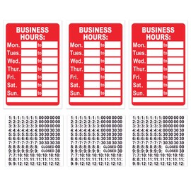 Laroal 3 Set Business Hours Sign Opening Times Sign for Shop Window Store Open Signs with Time Stickers Open Signage For Store Office