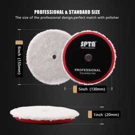 SPTA Polishing Pad Made of Microfibre, 2-Piece 125 mm Sponges Wool Polishing Set Microfibre Polishing Pad Set Applicator Pad, Microfibre Application Sponge Polishing Sponge for Polishing Machine