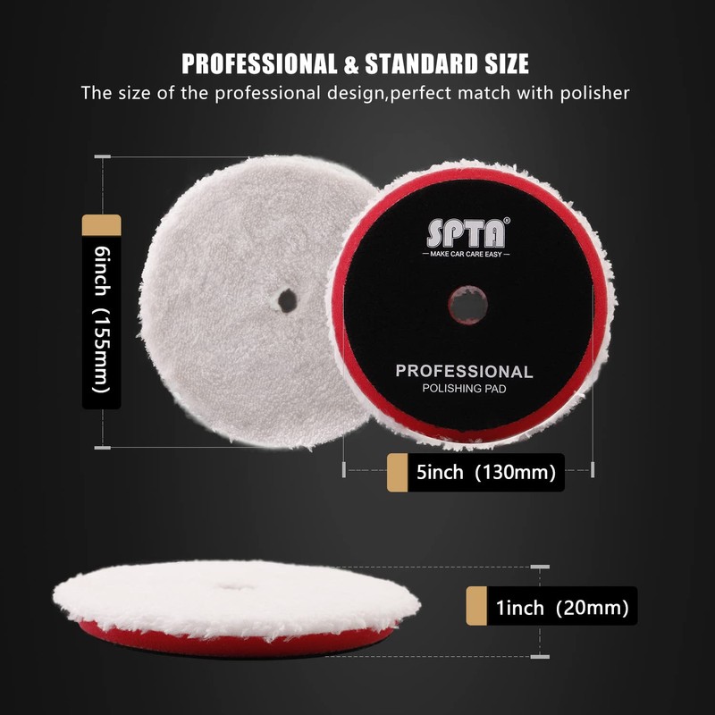 SPTA Polishing Pad Made of Microfibre, 2-Piece 125 mm Sponges