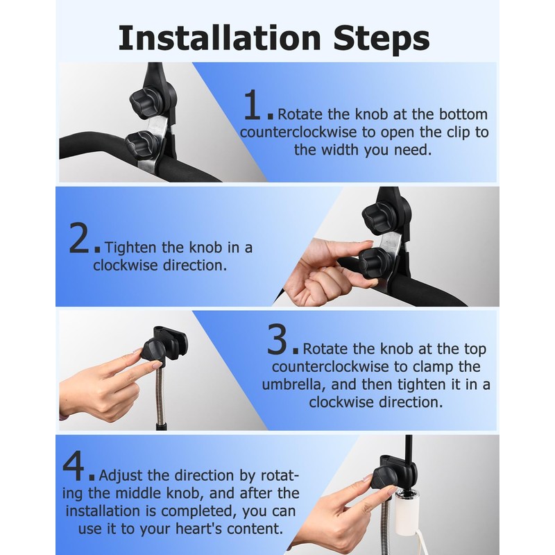 OATSBASF Umbrella Mount for Stroller, Adjustable Angle Golf Push Cart