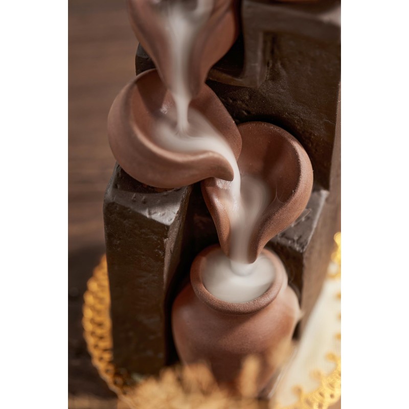 LAMDAWN Unique Cascading Basins Ceramic Waterfall Incense Holder, Paired with