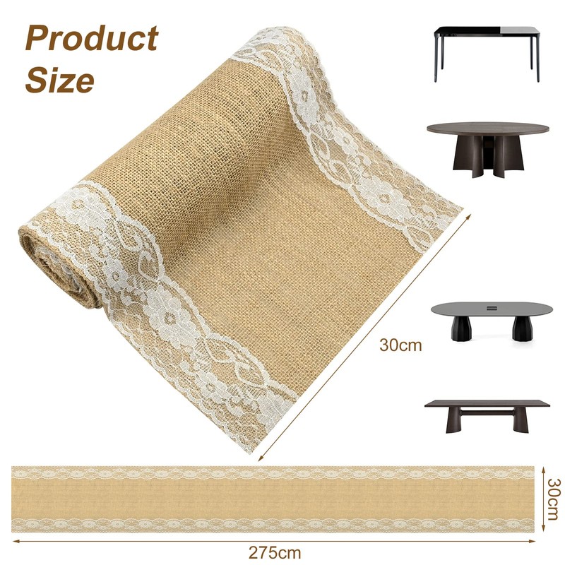 Jute Table Runner 30 x 275 cm Natural Hessian Table