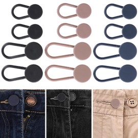 Amaxiu 12PCS Pants Button Extender, Flexible Button Extenders for Jeans Elasticity Waistband Expander for Women Man Suit Pants Shirt
