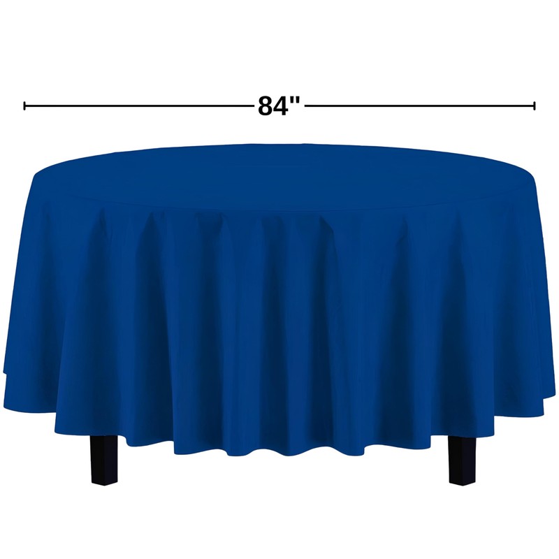Vibrant Blue Solid Round Plastic Tablecover (84") - Durable, Stylish