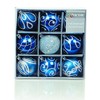 Set of 9 Midnight Blue Christmas tree baubles, Plastic, 6cm
