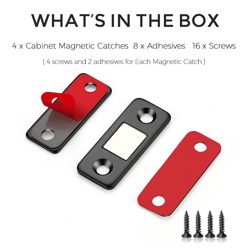 4 Pack Ultra Thin Cabinet Door Magnets Stick on Cabinet
