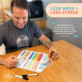 Willa Flare Fridge Chore Chart 1 pc | Magnetic Chore Chart for Kids and Adults | Helps to Reward Responsibility with Family Chores Charts | Includes Wet and Dry Erase Markers (Unicorn)