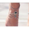 SHAPE Trendy Silver Foot Anklet Chain Link with Blue Beads