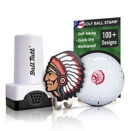 Ball Tatt - Golf Ball Stamper, Self-Inking Golf Ball Stamp, Custom Golf Ball Marker w/ 32mm Hat Clip, Reusable Golf Ball Marking Tool to Identify Golf Balls, Golfer Gift Golfing Accessory Indian Chief