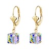 Austrian Crystal Cube Drop Earrings for Women Leverback Dangle Earrings