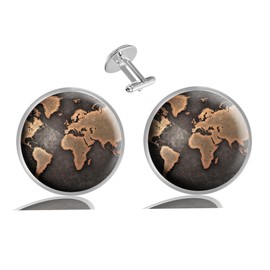 XUTAI Cufflinks for Men Classic Cuff Links for Tuxedo Shirts Business Wedding 2pcs in Gift Box (Vintage World Map)
