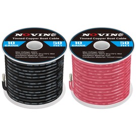 10 Gauge Marine Wire Include 10 AWG 50FT Red & 50FT Black,10 Gauge Marine Grade Wire Tinned Copper Electrical Cable for Automotive Boat Speakers Battery Lighting Solar Panel Camper Trailer