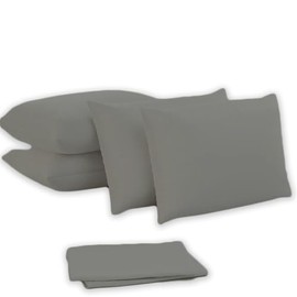 Pillowcases - 4 Pack Housewife Pillowcase Set | Envelope Closure | Ultra Soft Easy Care 100% Egyptian Cotton Plain Pillow Case Cover For Bedroom - 50 X75cm (Charcoal)