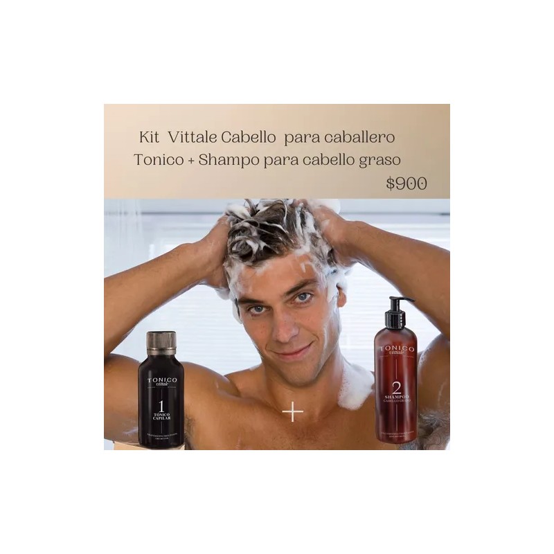 Paquete Tónico Y Shampoo Para Cabello Graso Tónico Vittale