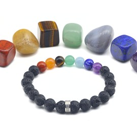 LAVISA Gemstone Bracelet - Genuine Natural Stone Beads | Crystals, Healing Stones | One Size Unisex, Gemstone