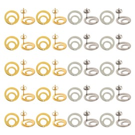 SUNNYCLUE 1 Box 80Pcs Stud Earring Findings with Loop Ear Nuts 40Pcs Real 24K Gold Plated Stainless Steel Stud Earring Blanks 40Pcs Earring Backs Round Earrings Studs Findings for Jewelry Making Kit