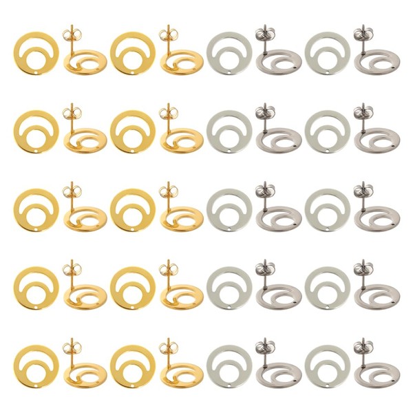 SUNNYCLUE 1 Box 80Pcs Stud Earring Findings with Loop Ear