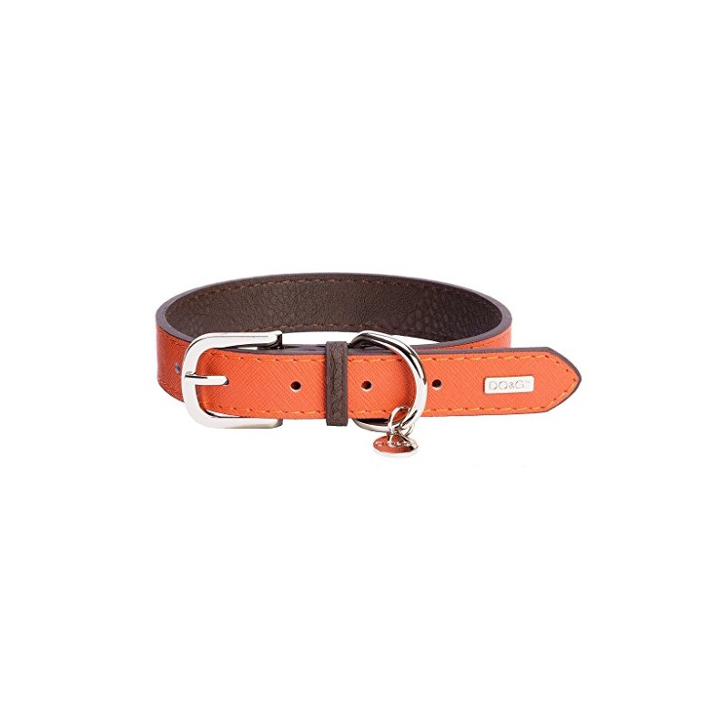 DO&G Leather Collection Collar, Medium, Orange