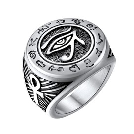 U7 Chunky Aesthetic Rings for Teen Boys Mens Stainless Steel Finger Jewelry Egyptian Eye Ring