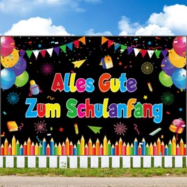 First Day of School Banner Decoration, 180 x 110 cm Alles Gute Zum Schulanfang Banner, First Day of School Decoration Banner for Children, First Day of School Banner Decoration for Students Boys Girls