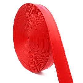 Correa de piel sintética con ribete de encaje, correa de piel plana, 10 yardas, ribete de vinilo para sofá, caja, decoración de caja de equipaje, barco automático, costura, manualidades (rojo)