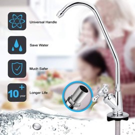 Telituny Chrome Drinking Water Filter Faucet, 1/4 Inch Zinc Alloy, Reverse Osmosis, Suitable for All Undercounter Water Filtration Systems