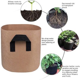 wht-Home 2-pak 5 Gallon Grow Bags Heavy Duty Thick Brown Non-Woven Fabric Flower pots with Handles (5 Gallon)